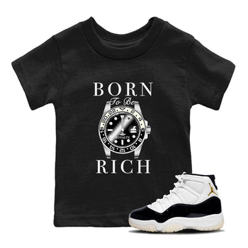 Jordan 11 Gratitude shirt to match jordans Born To Be Rich sneaker tees 11s Gratitude SNRT sneaker release tees baby toddler Black 1 cotton sneaker tee