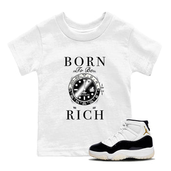 Jordan 11 Gratitude shirt to match jordans Born To Be Rich sneaker tees 11s Gratitude SNRT sneaker release tees baby toddler White 1 cotton sneaker tee
