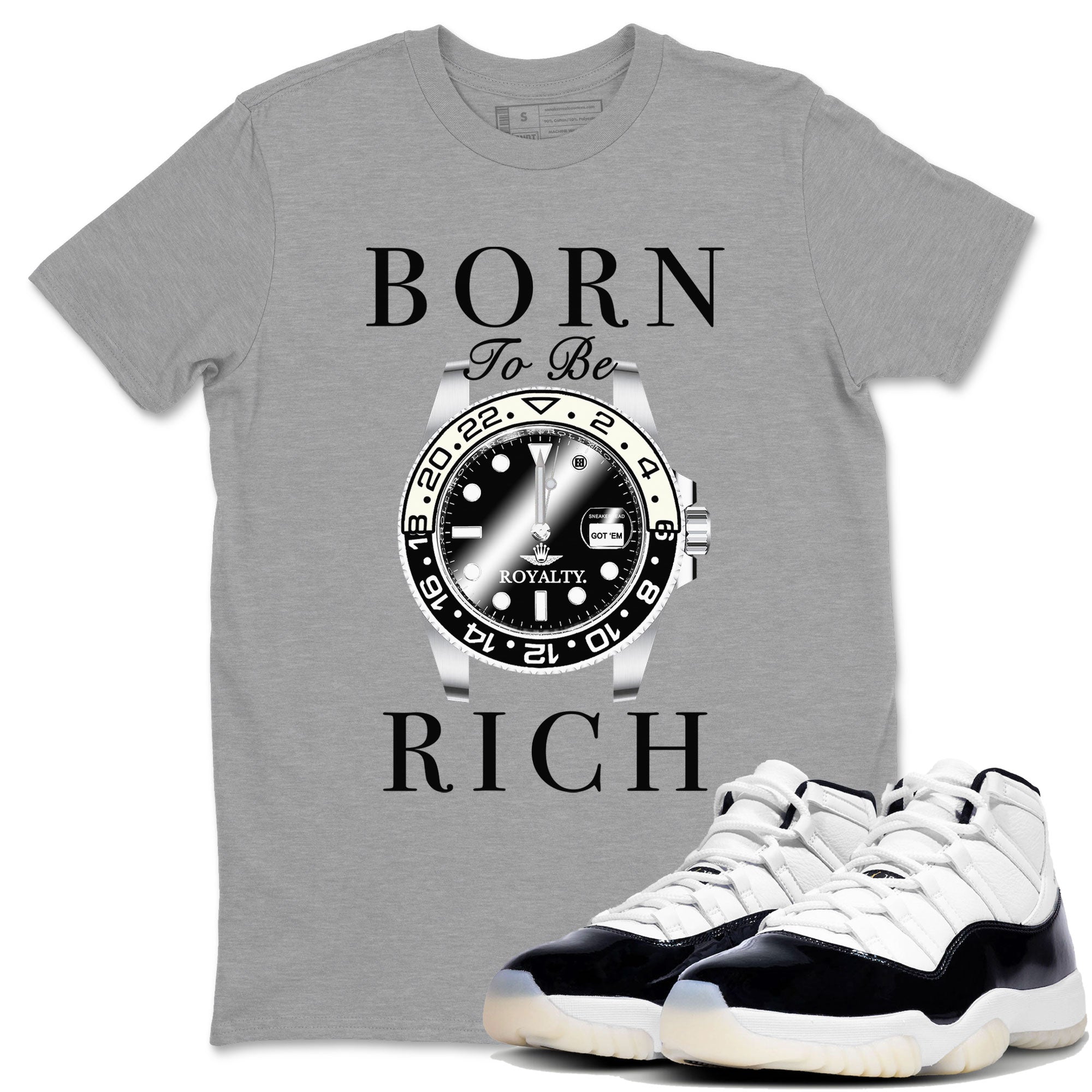 Jordan 11 Gratitude shirt to match jordans Born To Be Rich sneaker tees 11s Gratitude SNRT sneaker Release Tees unisex cotton Heather Grey 1 crew neck shirt