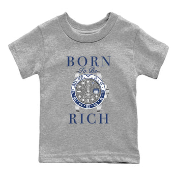 Air Jordan 3 Midnight Navy shirt to match jordans Born To Be Rich sneaker tees 3s Midnight Navy SNRT sneaker release tees baby toddler Heather Grey 2 cotton sneaker tee