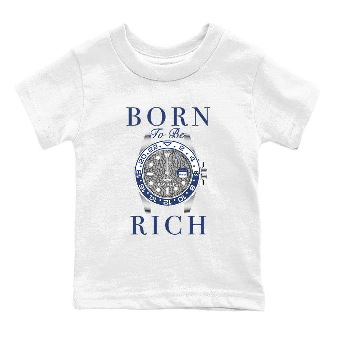 Air Jordan 3 Midnight Navy shirt to match jordans Born To Be Rich sneaker tees 3s Midnight Navy SNRT sneaker release tees baby toddler White 2 cotton sneaker tee