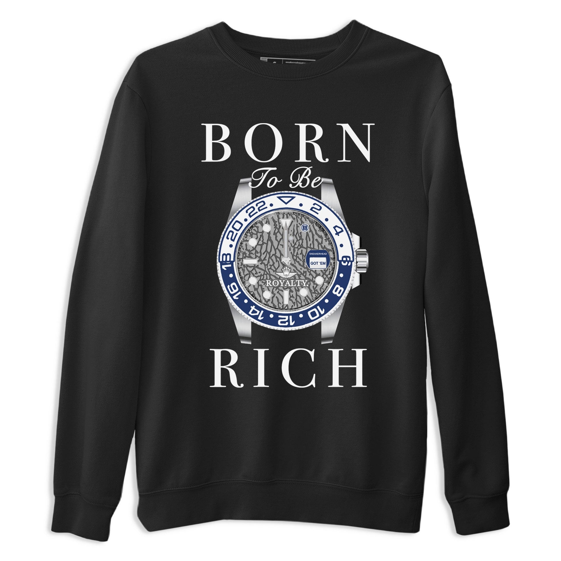 Air Jordan 3 Midnight Navy shirt to match jordans Born To Be Rich sneaker tees 3s Midnight Navy SNRT sneaker release Tees unisex cotton Black 2 crew neck shirt