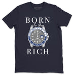Air Jordan 3 Midnight Navy shirt to match jordans Born To Be Rich sneaker tees 3s Midnight Navy SNRT sneaker release Tees unisex cotton Navy 2 crew neck shirt