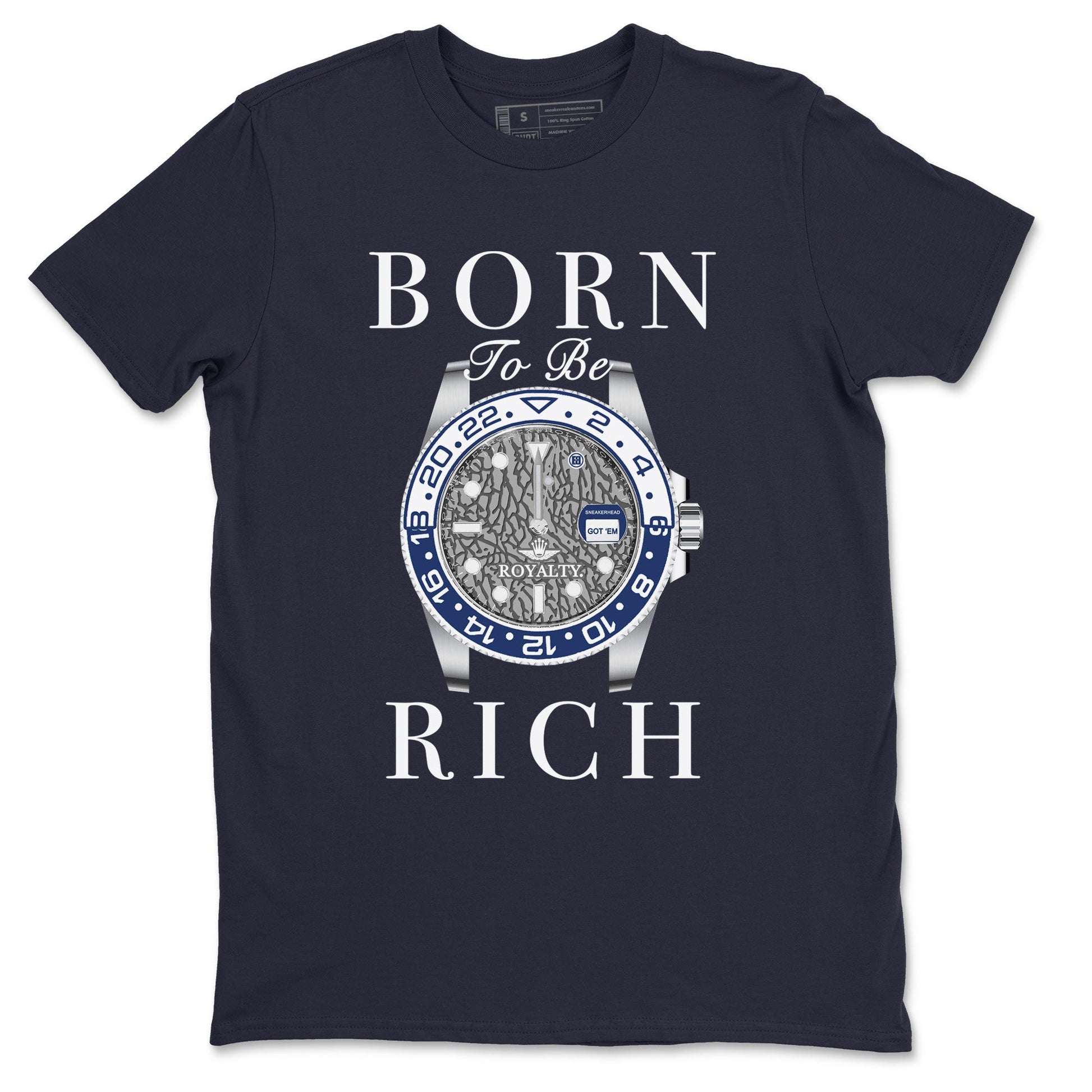 Air Jordan 3 Midnight Navy shirt to match jordans Born To Be Rich sneaker tees 3s Midnight Navy SNRT sneaker release Tees unisex cotton Navy 2 crew neck shirt
