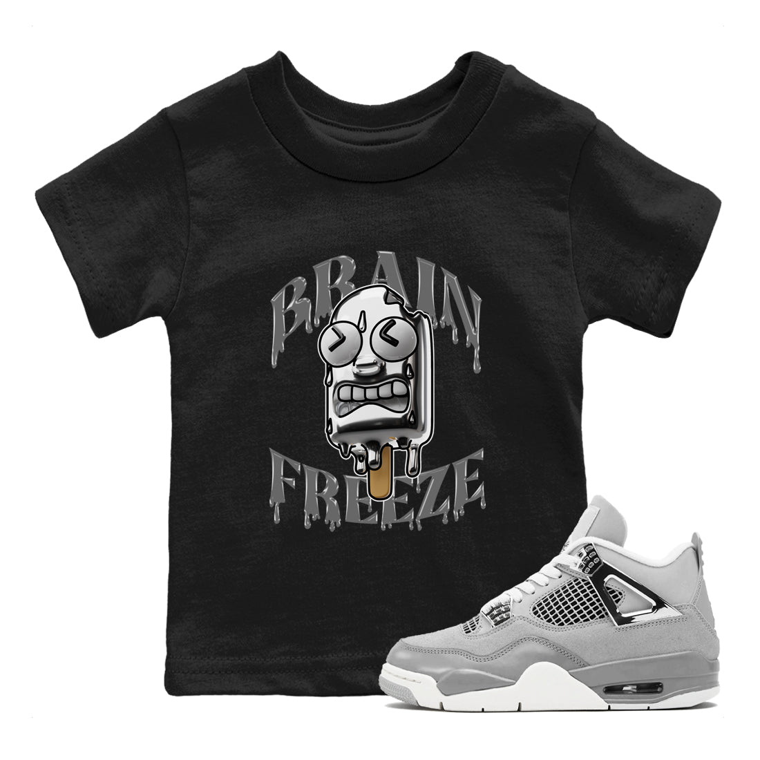 Air Jordan 4 Frozen Moment shirt to match jordans Brain Freeze sneaker tees AJ4 Frozen Moment SNRT Sneaker Release Tees Baby Toddler Black 1 T-Shirt