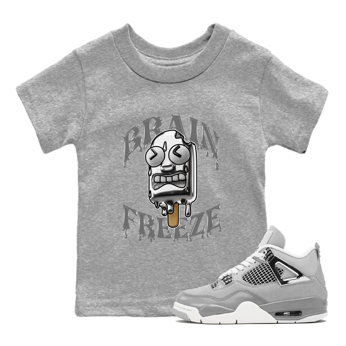 Air Jordan 4 Frozen Moment shirt to match jordans Brain Freeze sneaker tees AJ4 Frozen Moment SNRT Sneaker Release Tees Baby Toddler Heather Grey 1 T-Shirt