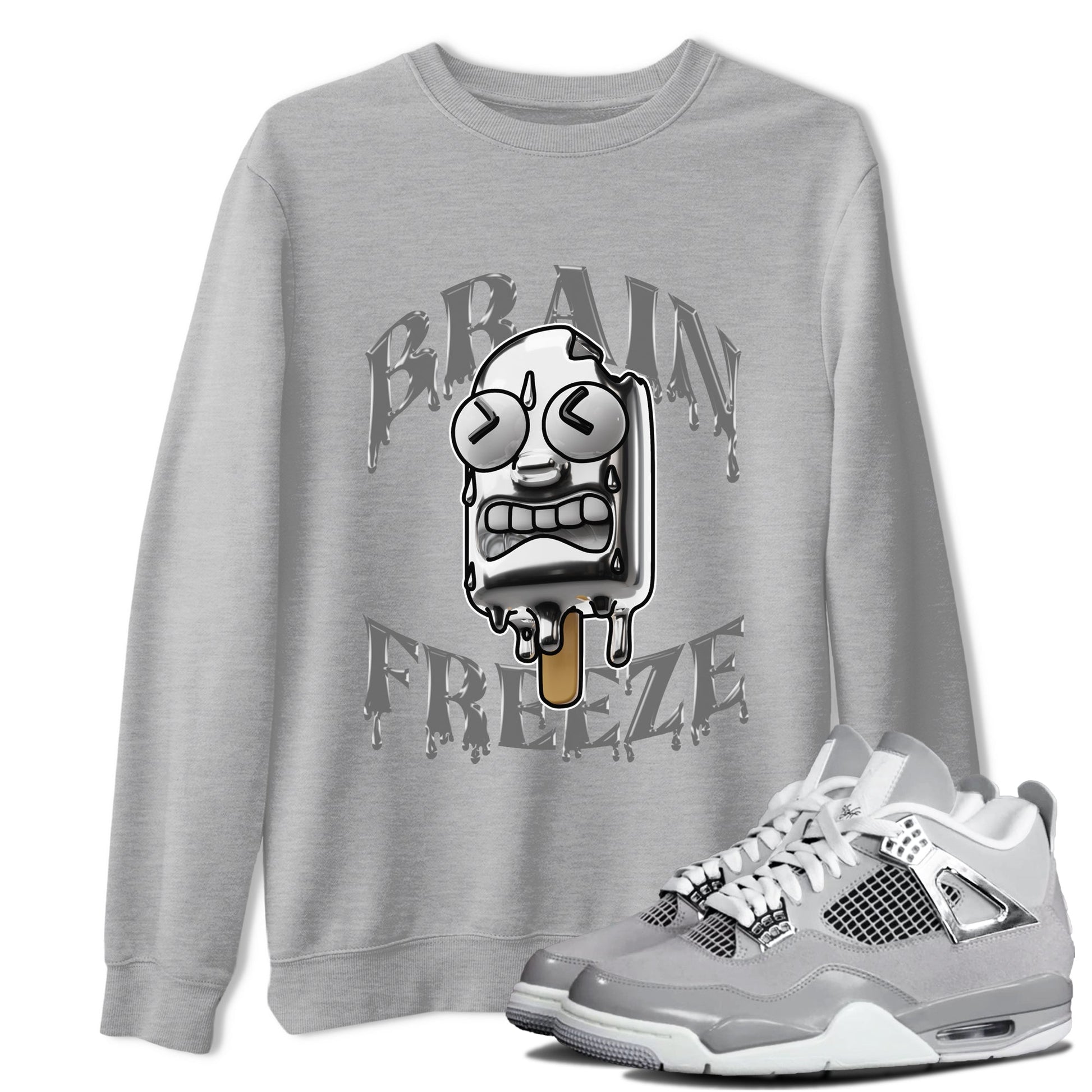Air Jordan 4 Frozen Moment shirt to match jordans Brain Freeze sneaker tees AJ4 Frozen Moment SNRT Sneaker Release Tees Unisex Heather Grey 1 T-Shirt