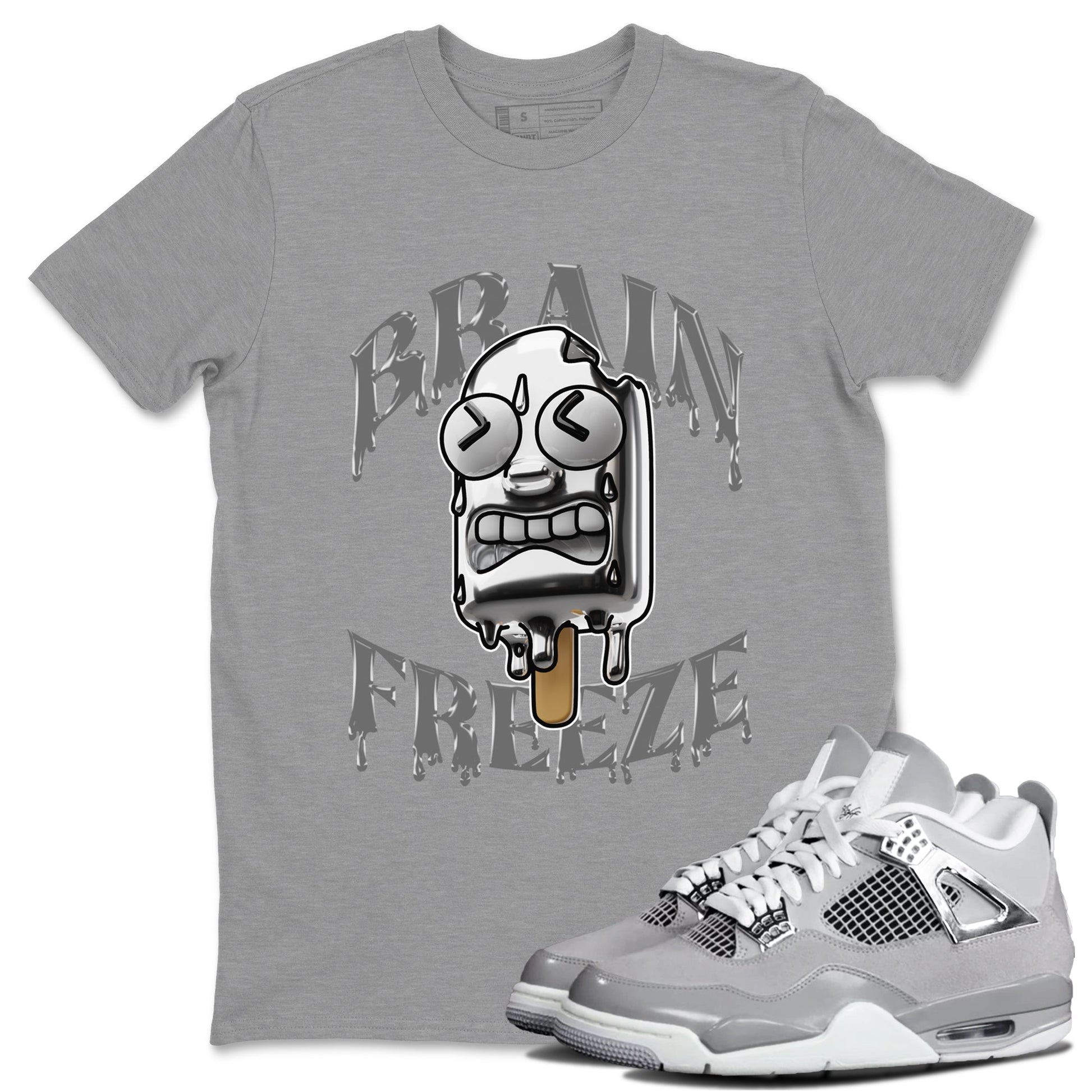Air Jordan 4 Frozen Moment shirt to match jordans Brain Freeze sneaker tees AJ4 Frozen Moment SNRT Sneaker Release Tees Unisex Heather Grey 1 T-Shirt