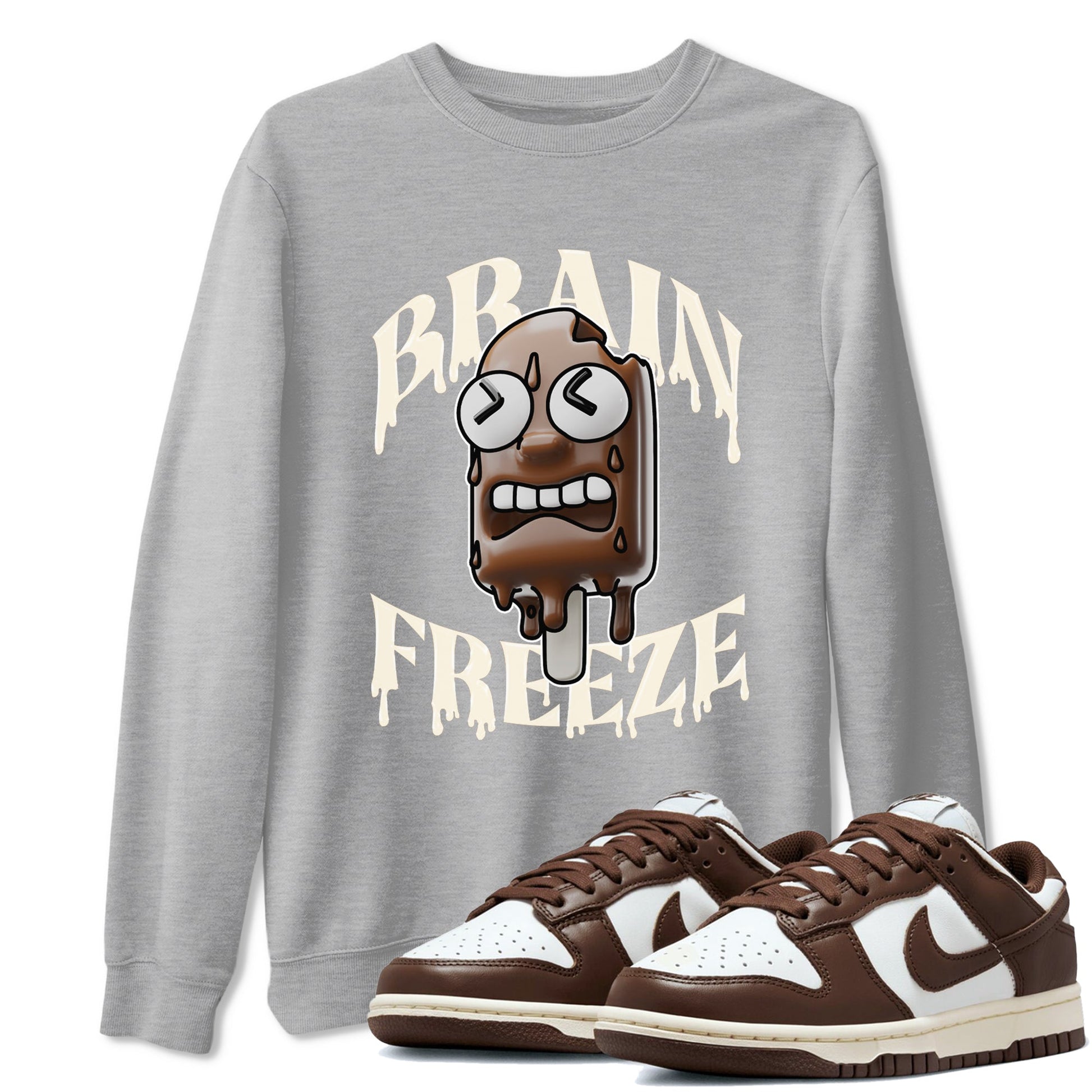 Dunk Cacao Wow shirt to match jordans Brain Freeze sneaker tees Nike Dunk Cacao Wow SNRT Sneaker Release Tees Unisex Heather Grey 1 T-Shirt