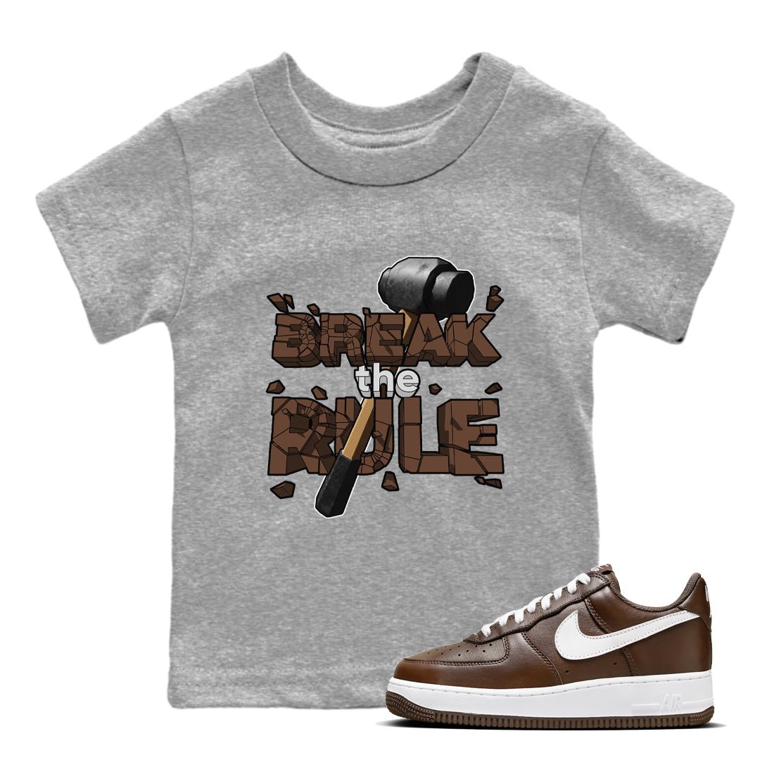 Air Force Low Chocolate shirt to match jordans Break The Rule sneaker tees chocolate Nike Air Force Low Chocolate SNRT Sneaker Release Tees Baby Toddler Heather Grey 1 T-Shirt