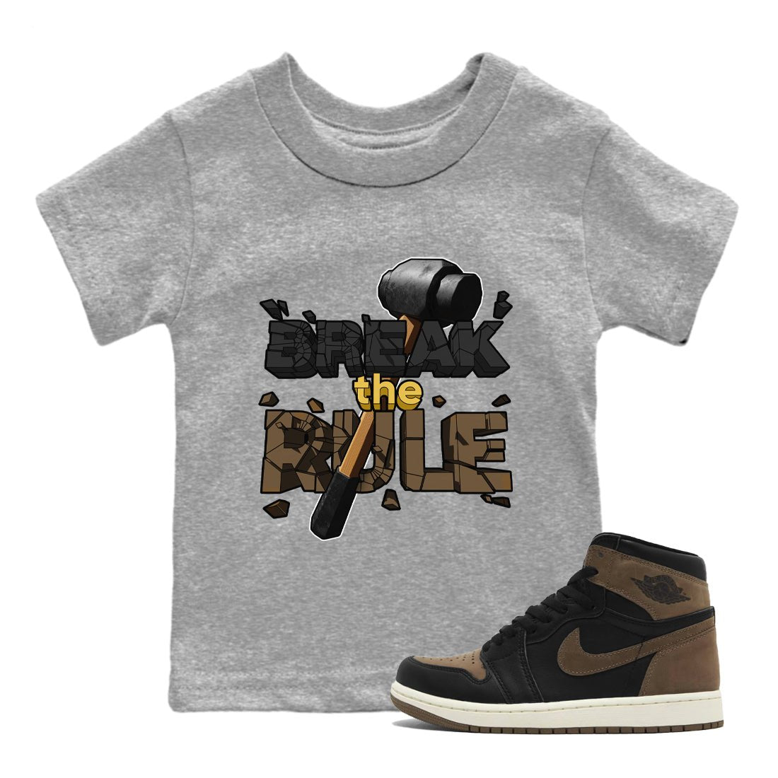 Air Jordan 1 Palomino shirt to match jordans Break The Rule sneaker tees AJ1 Palomino SNRT Sneaker Release Tees Baby Toddler Heather Grey 1 T-Shirt