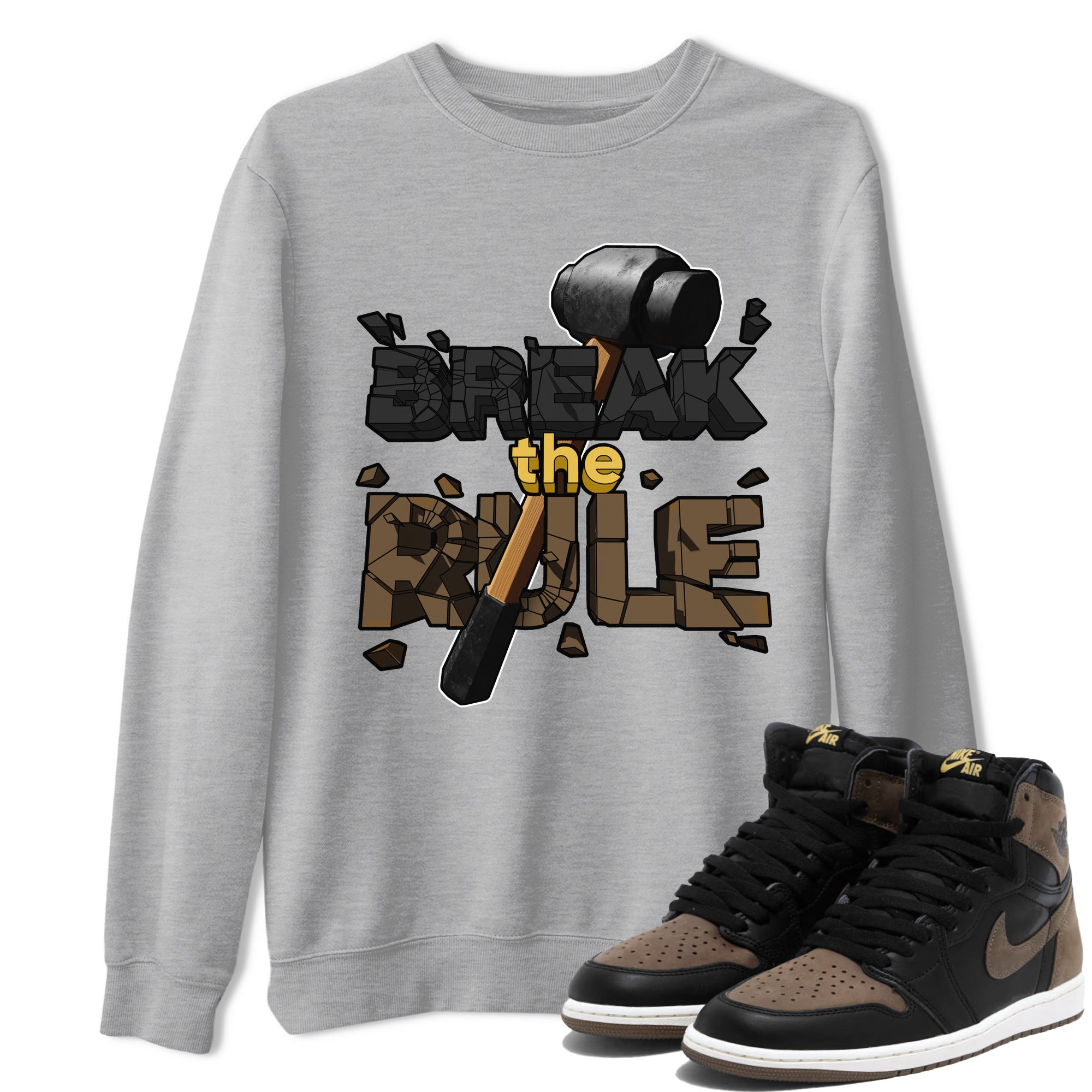 Air Jordan 1 Palomino shirt to match jordans Break The Rule sneaker tees AJ1 Palomino SNRT Sneaker Release Tees Unisex Heather Grey 1 T-Shirt