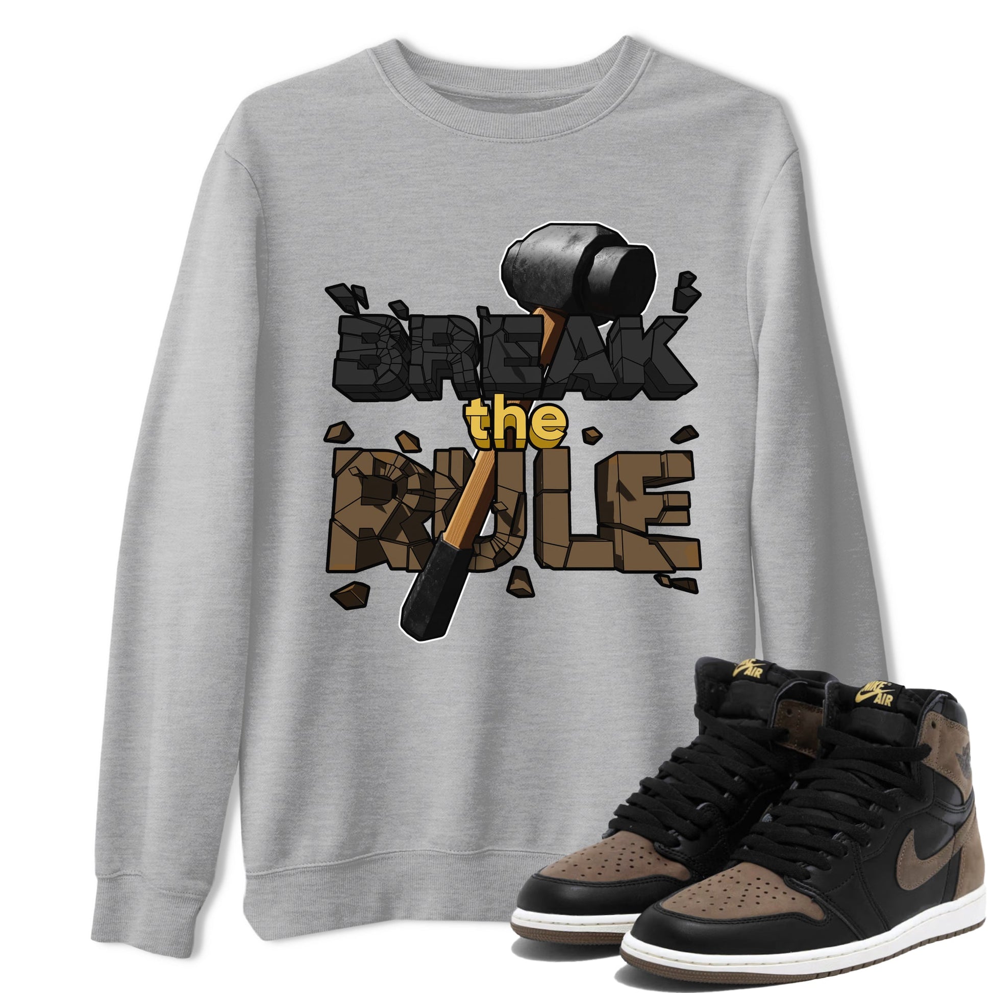 Air Jordan 1 Palomino shirt to match jordans Break The Rule sneaker tees AJ1 Palomino SNRT Sneaker Release Tees Unisex Heather Grey 1 T-Shirt
