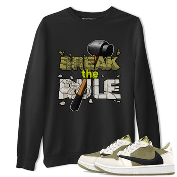 Air Jordan 1 Travis Scott Golf Olive shirt to match jordans Break The Rule sneaker tees AJ1 Travis Scott Golf Olive SNRT Sneaker Release Tees Unisex Black 1 T-Shirt