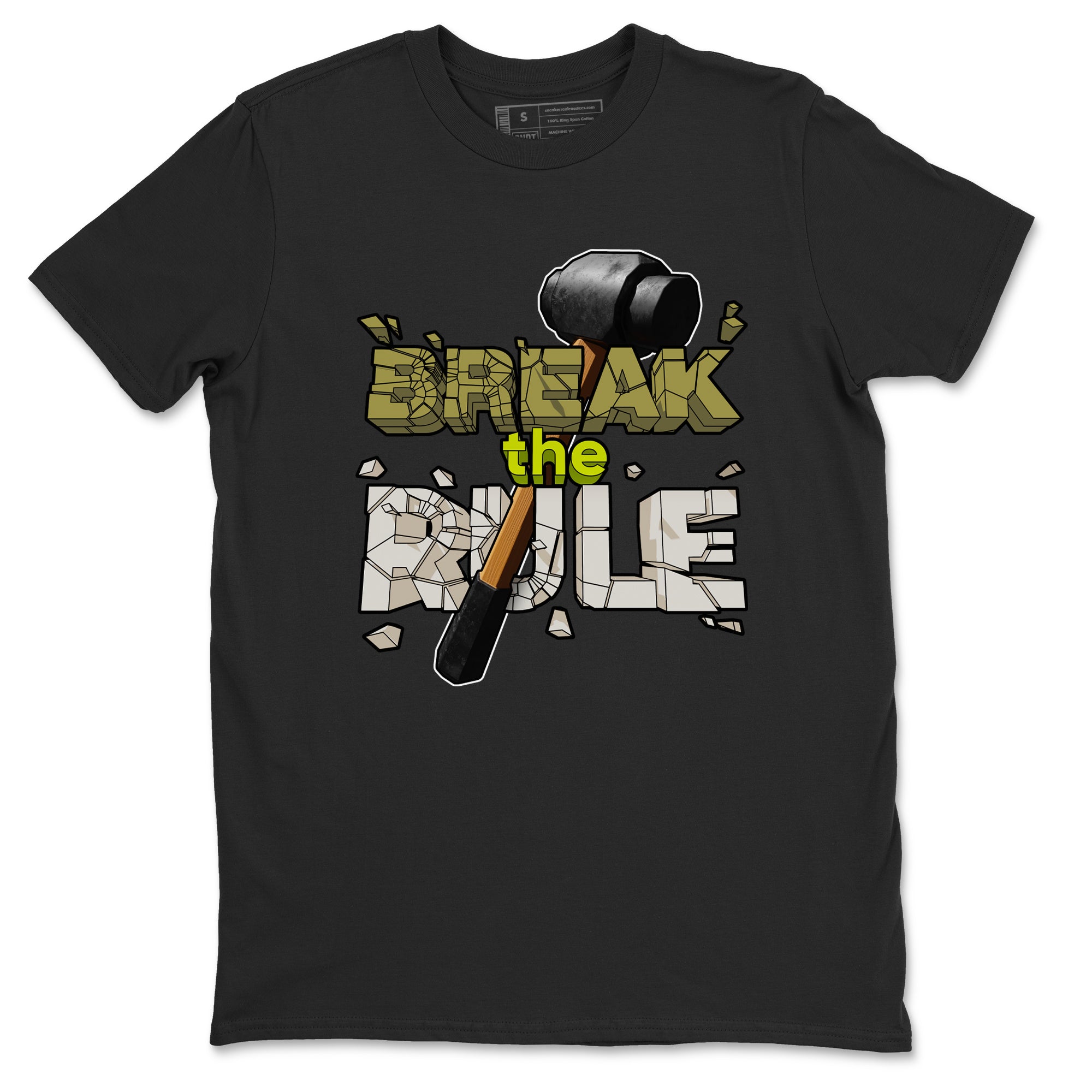 Air Jordan 1 Travis Scott Golf Olive shirt to match jordans Break The Rule sneaker tees AJ1 Travis Scott Golf Olive SNRT Sneaker Release Tees Unisex Black 2 T-Shirt