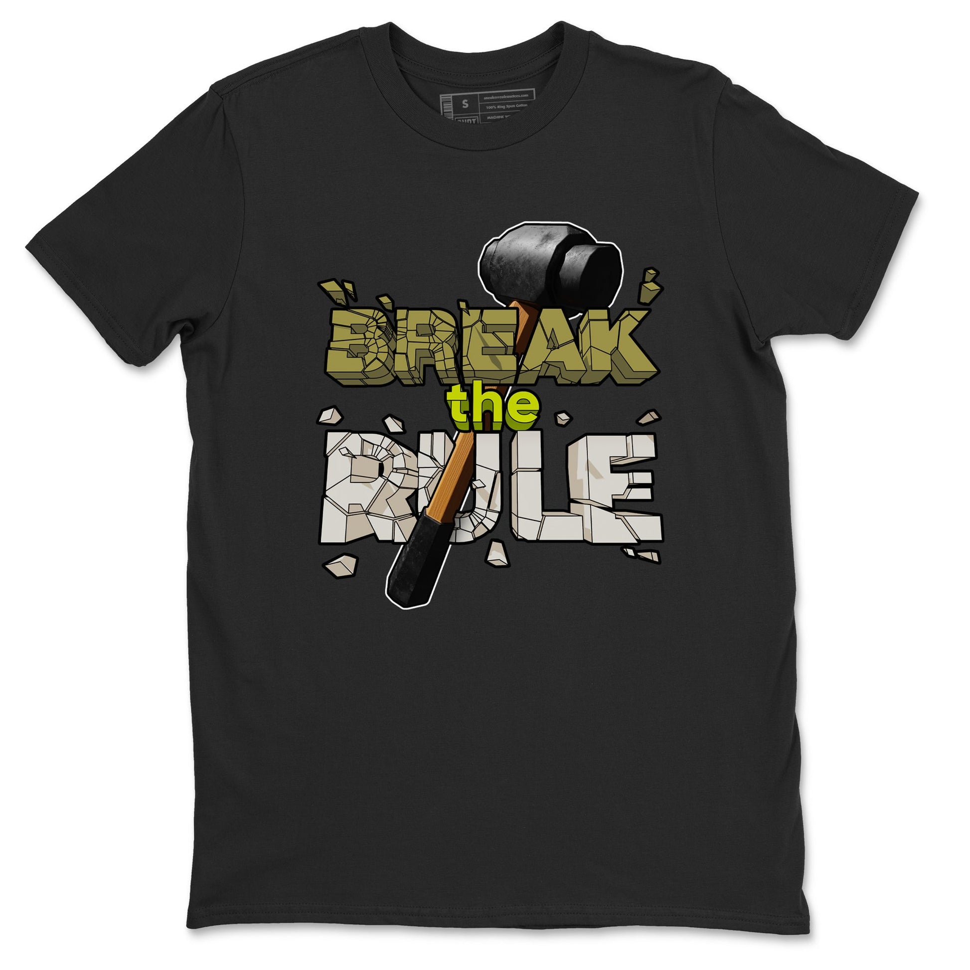 Air Jordan 1 Travis Scott Golf Olive shirt to match jordans Break The Rule sneaker tees AJ1 Travis Scott Golf Olive SNRT Sneaker Release Tees Unisex Black 2 T-Shirt