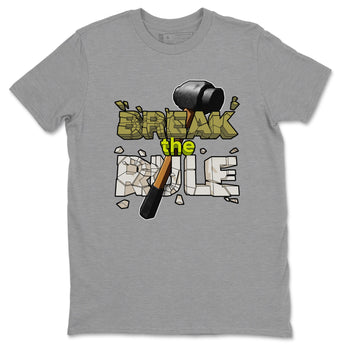 Air Jordan 1 Travis Scott Golf Olive shirt to match jordans Break The Rule sneaker tees AJ1 Travis Scott Golf Olive SNRT Sneaker Release Tees Unisex Heather Grey 2 T-Shirt