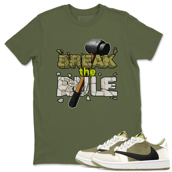 Air Jordan 1 Travis Scott Golf Olive shirt to match jordans Break The Rule sneaker tees AJ1 Travis Scott Golf Olive SNRT Sneaker Release Tees Unisex Military Green 1 T-Shirt