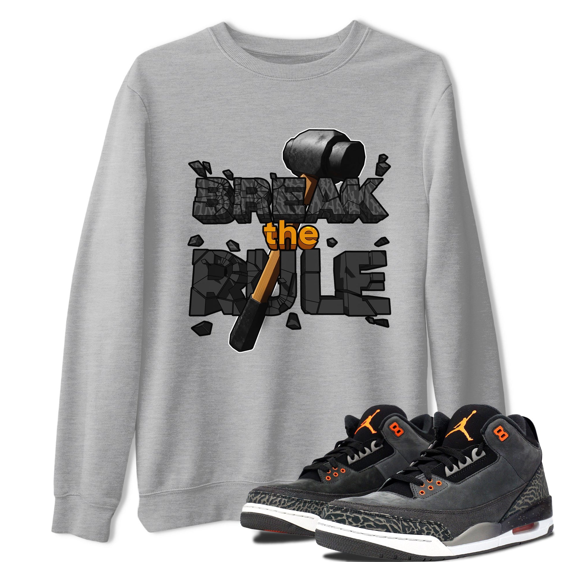 Air Jordan 3 Fear shirt to match jordans Break The Rule sneaker tees AJ3 Fear SNRT Sneaker Release Tees Unisex Heather Grey 1 T-Shirt