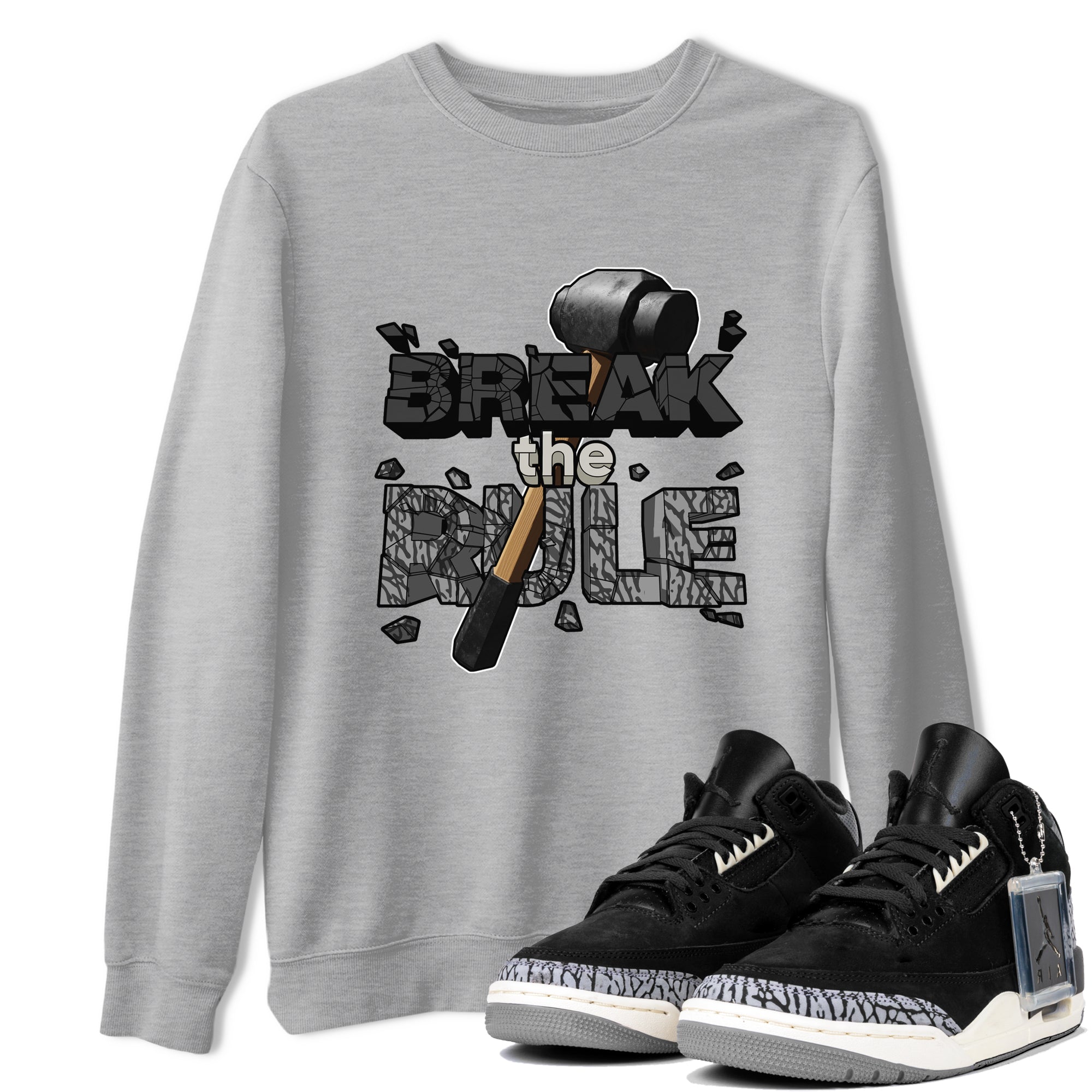 Air Jordan 3 Off Noir shirt to match jordans Break The Rule sneaker tees AJ3 Off Noir SNRT Sneaker Release Tees Unisex Heather Grey 1 T-Shirt