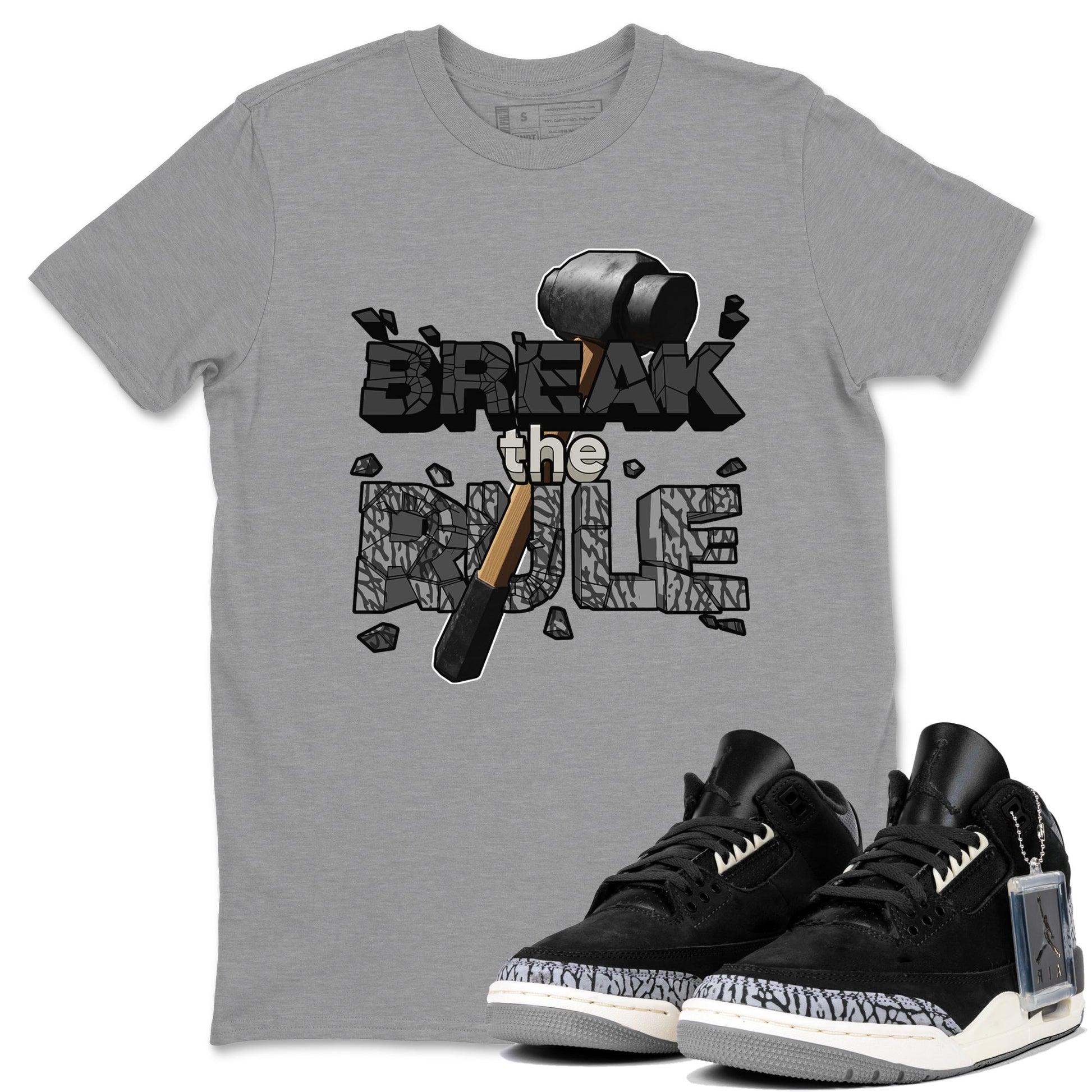 Air Jordan 3 Off Noir shirt to match jordans Break The Rule sneaker tees AJ3 Off Noir SNRT Sneaker Release Tees Unisex Heather Grey 1 T-Shirt