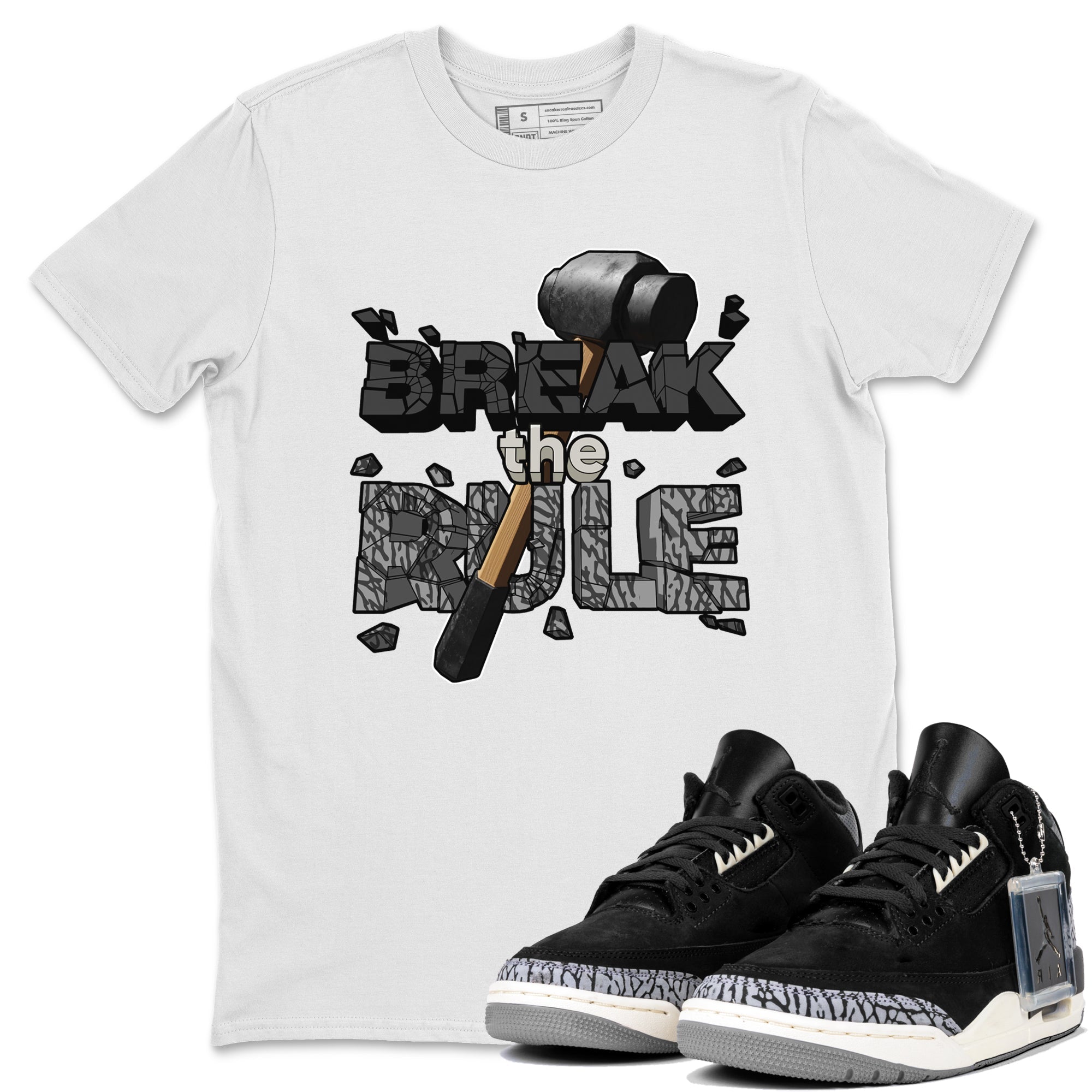 Air Jordan 3 Off Noir shirt to match jordans Break The Rule sneaker tees AJ3 Off Noir SNRT Sneaker Release Tees Unisex White 1 T-Shirt