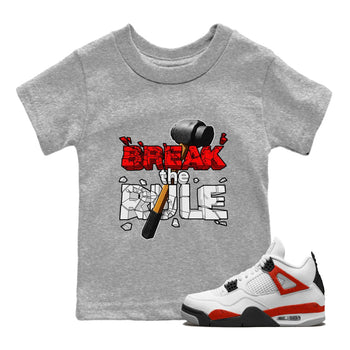 Air Jordan 4 Red Cement shirt to match jordans Break The Rule sneaker tees AJ4 Red Cement SNRT Sneaker Release Tees Baby Toddler Heather Grey 1 T-Shirt