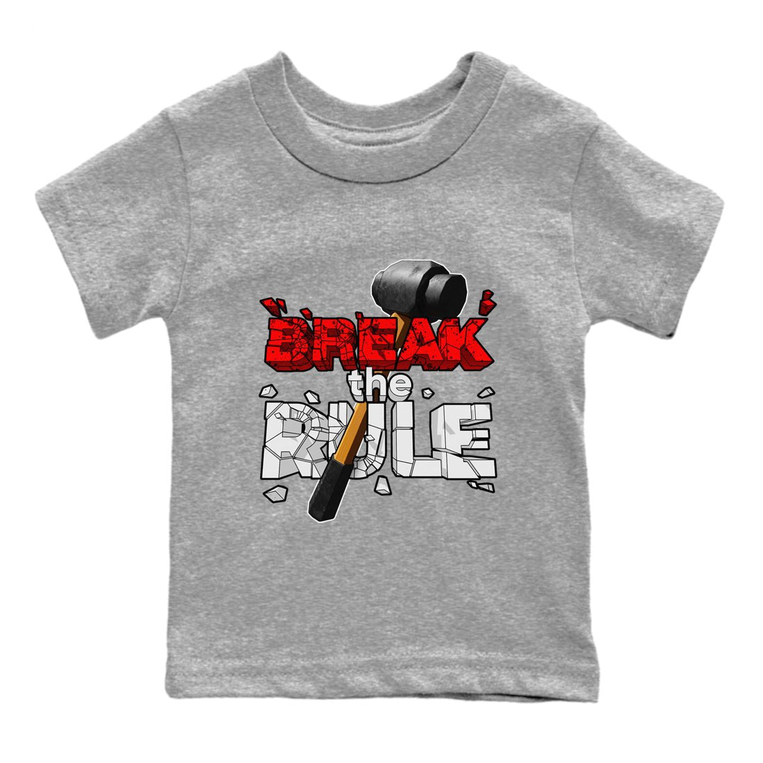 Air Jordan 4 Red Cement shirt to match jordans Break The Rule sneaker tees AJ4 Red Cement SNRT Sneaker Release Tees Baby Toddler Heather Grey 2 T-Shirt