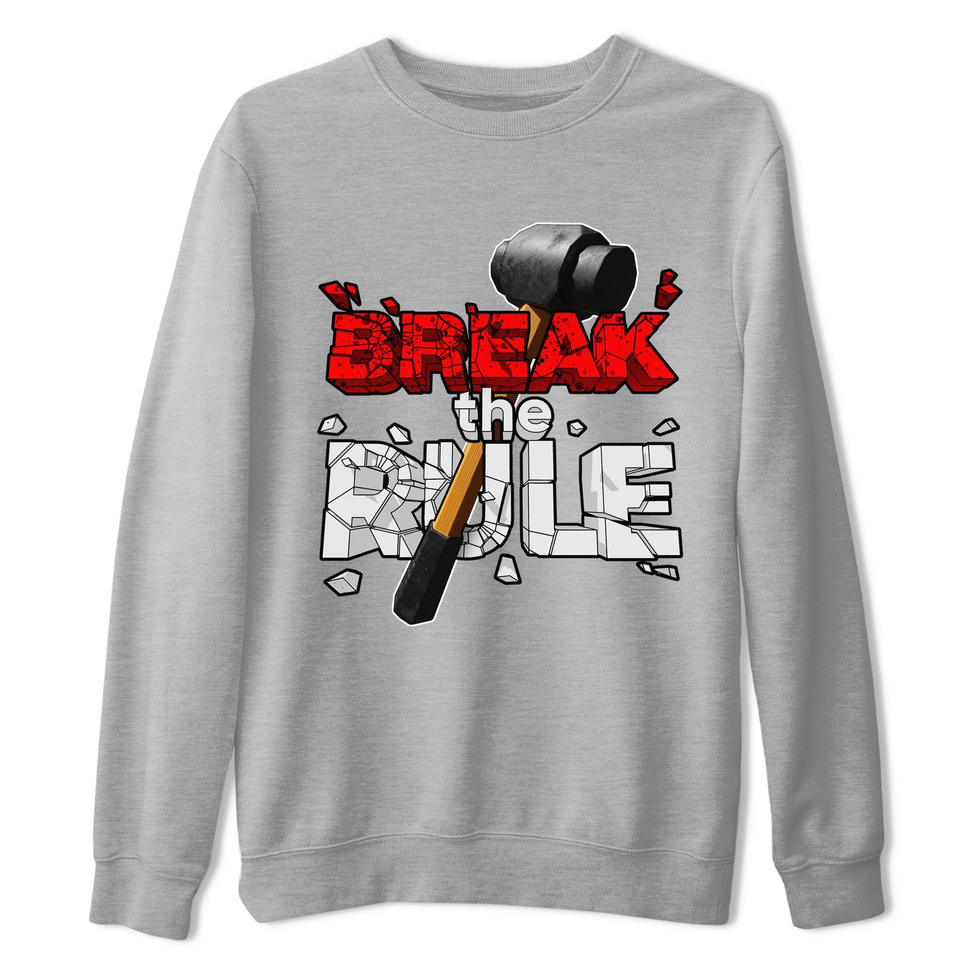 Air Jordan 4 Red Cement shirt to match jordans Break The Rule sneaker tees AJ4 Red Cement SNRT Sneaker Release Tees Unisex Heather Grey 2 T-Shirt
