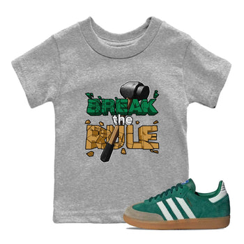 Samba Collegiate Green Gum shirt to match jordans Break The Rule sneaker tees Adidas Green Gum SNRT Sneaker Release Tees Baby Toddler Heather Grey 1 T-Shirt