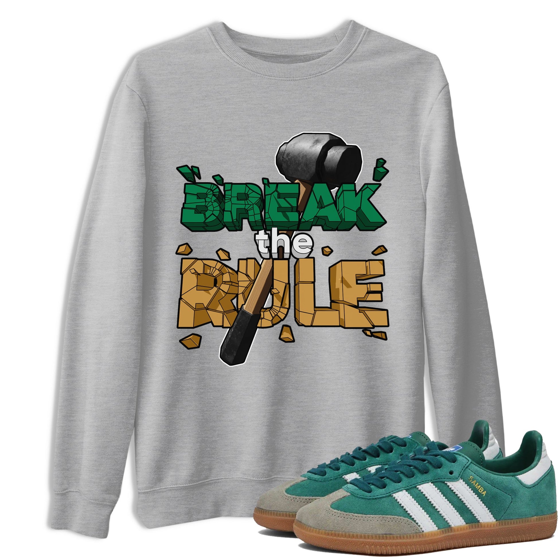 Samba Collegiate Green Gum shirt to match jordans Break The Rule sneaker tees Adidas Green Gum SNRT Sneaker Release Tees Unisex Heather Grey 1 T-Shirt