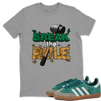 Samba Collegiate Green Gum shirt to match jordans Break The Rule sneaker tees Adidas Green Gum SNRT Sneaker Release Tees Unisex Heather Grey 1 T-Shirt