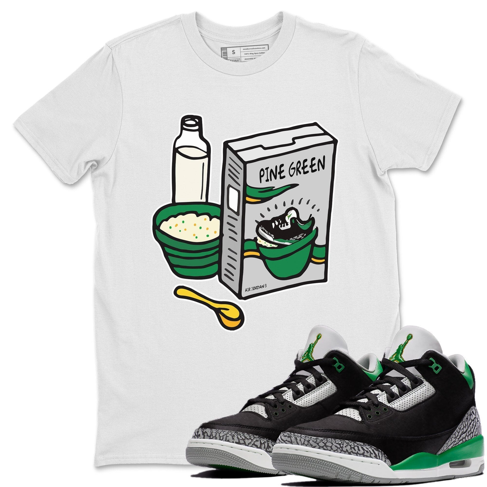 Jordan 3 Pine Green Sneaker Match Tees Breakfast Cereal Sneaker Tees Jordan 3 Pine Green Sneaker Release Tees Unisex Shirts