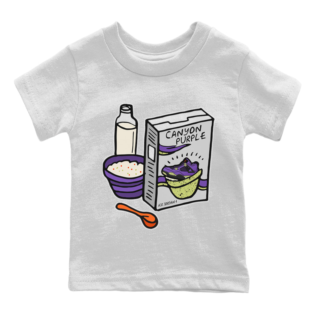 Jordan 4 Canyon Purple Sneaker Match Tees Breakfast Cereal Sneaker Tees Jordan 4 Canyon Purple Sneaker Release Tees Kids Shirts