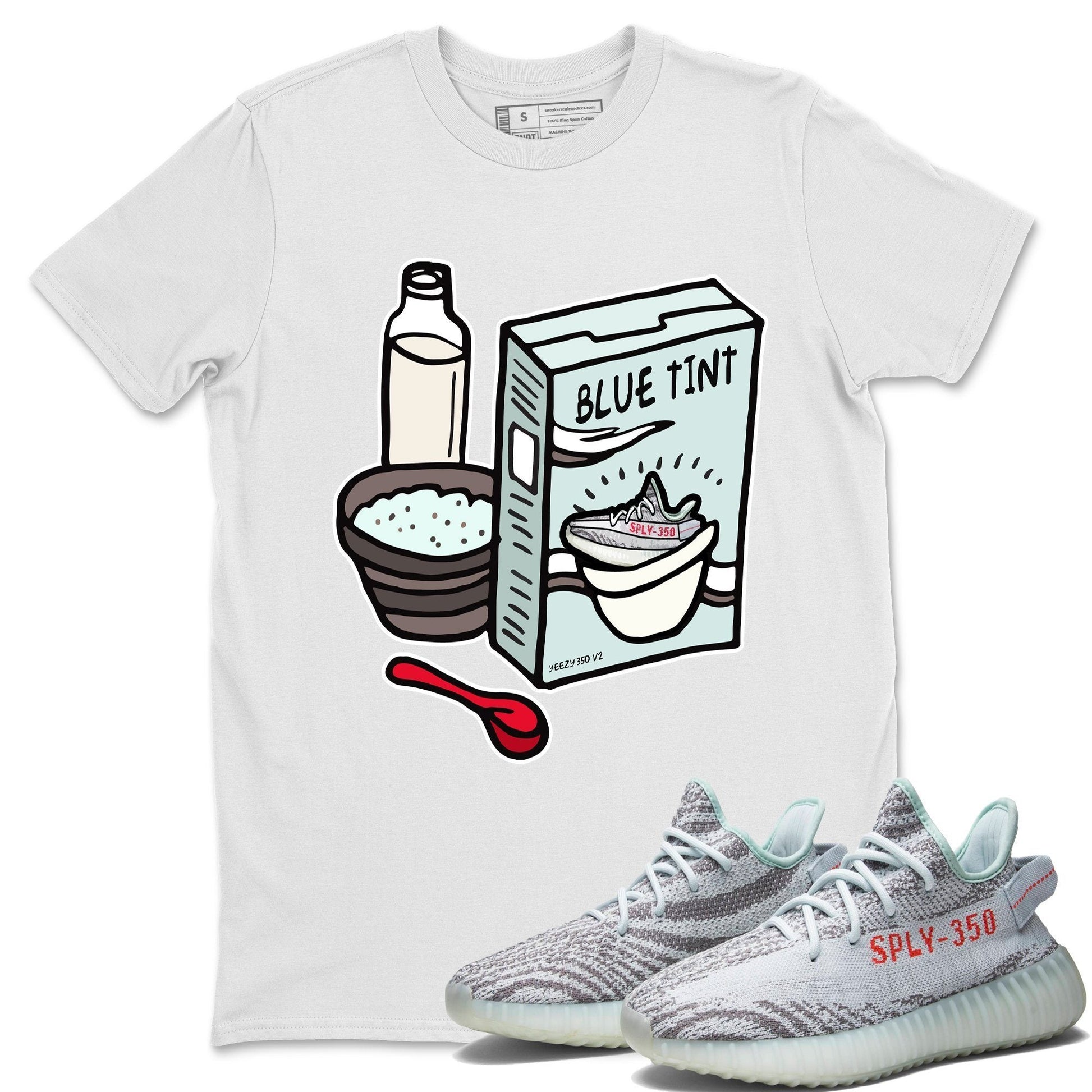 Yeezy 350 Blue Tint Sneaker Match Tees Breakfast Cereal Sneaker Tees Yeezy 350 Blue Tint Sneaker Release Tees Unisex Shirts