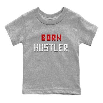 Air Jordan 13 Black Flint Sneaker Match Tees Brick Born Hustler t shirt Air Jordan 13 Retro Black Flint Sneaker Tees Kids Shirts Heather Grey 2
