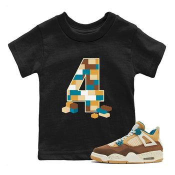 Air Jordan 4 GS Cacao Wow Match To Jordans Brick Number Four Sneaker Tees Air Jordan 4 Cacao Wow SNRT Sneaker Release Tees Kids Shirts Black 1