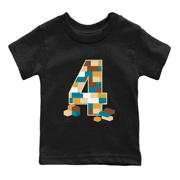 Air Jordan 4 GS Cacao Wow Match To Jordans Brick Number Four Sneaker Tees Air Jordan 4 Cacao Wow SNRT Sneaker Release Tees Kids Shirts Black 2