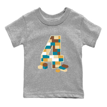 Air Jordan 4 GS Cacao Wow Match To Jordans Brick Number Four Sneaker Tees Air Jordan 4 Cacao Wow SNRT Sneaker Release Tees Kids Shirts Heather Grey 2