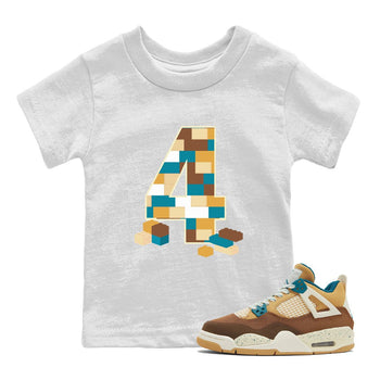 Air Jordan 4 GS Cacao Wow Match To Jordans Brick Number Four Sneaker Tees Air Jordan 4 Cacao Wow SNRT Sneaker Release Tees Kids Shirts White 1
