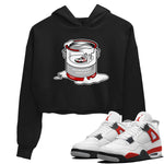 Air Jordan 4 Red Cement Sneaker Match Tees Bucket Sneaker Tees Air Jordan 4 Retro Red Cement SNRT Sneaker Release Tees Women's Shirts Black 1