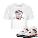 Air Jordan 4 Red Cement Sneaker Match Tees Bucket Sneaker Tees Air Jordan 4 Retro Red Cement SNRT Sneaker Release Tees Women's Shirts White 1