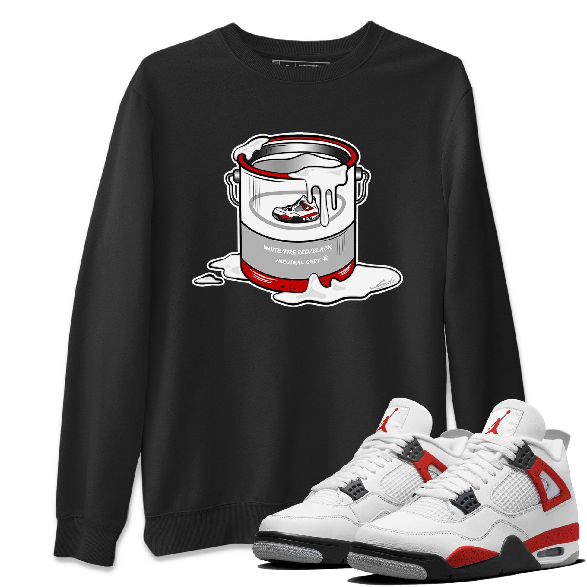 Air Jordan 4 Red Cement Sneaker Match Tees Bucket Sneaker Tees Air Jordan 4 Retro Red Cement SNRT Sneaker Release Tees Unisex Shirts Black 1