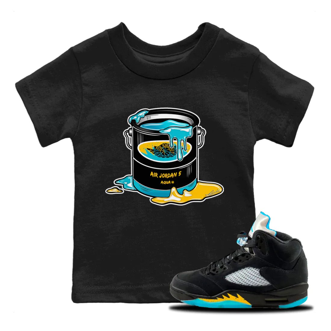 Jordan 5 Aqua Sneaker Match Tees Bucket Sneaker Tees Jordan 5 Aqua Sneaker Release Tees Kids Shirts