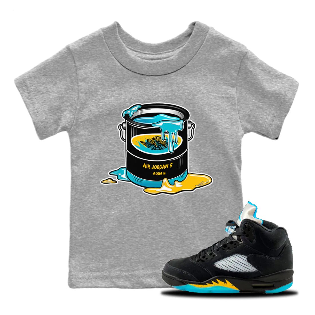 Jordan 5 Aqua Sneaker Match Tees Bucket Sneaker Tees Jordan 5 Aqua Sneaker Release Tees Kids Shirts