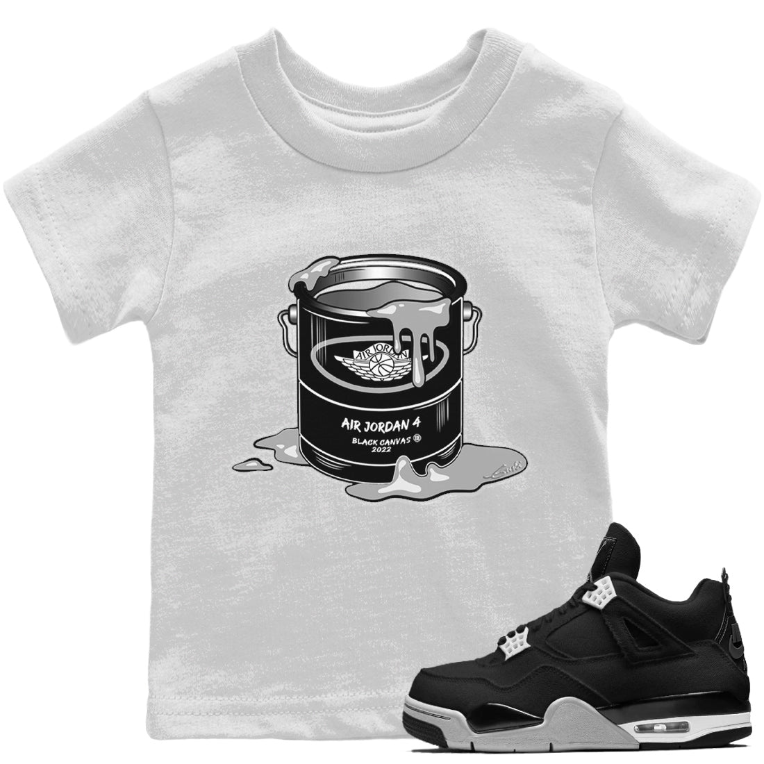 Jordan 4 Black Canvas Sneaker Match Tees Bucket Sneaker Tees Jordan 4 Black Canvas Sneaker Release Tees Kids Shirts