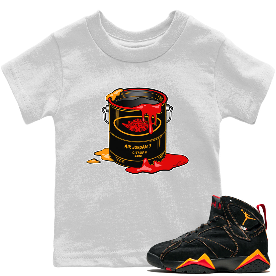 Jordan 7 Citrus Sneaker Match Tees Bucket Sneaker Tees Jordan 7 Citrus Sneaker Release Tees Kids Shirts