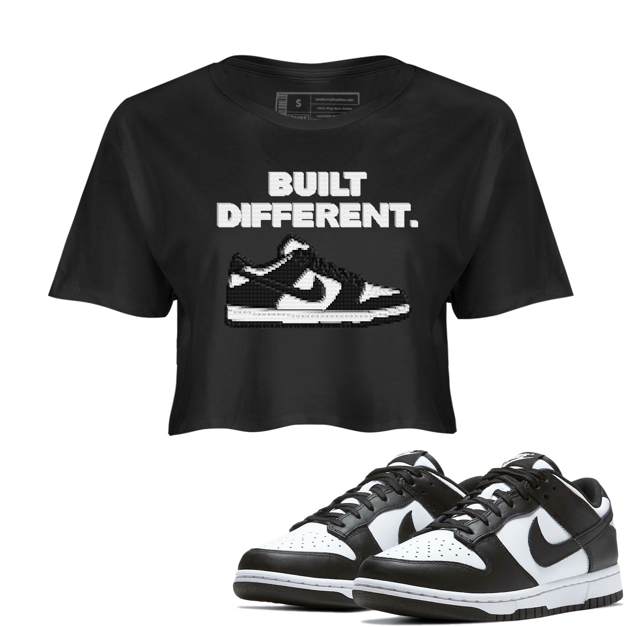 Dunk Low Panda Dunks Black White shirt to match jordans Built Different sneaker tees Dunk Panda SNRT Sneaker Tees Sneaker Matching Cotton Shirt Black 1 crop length shirt