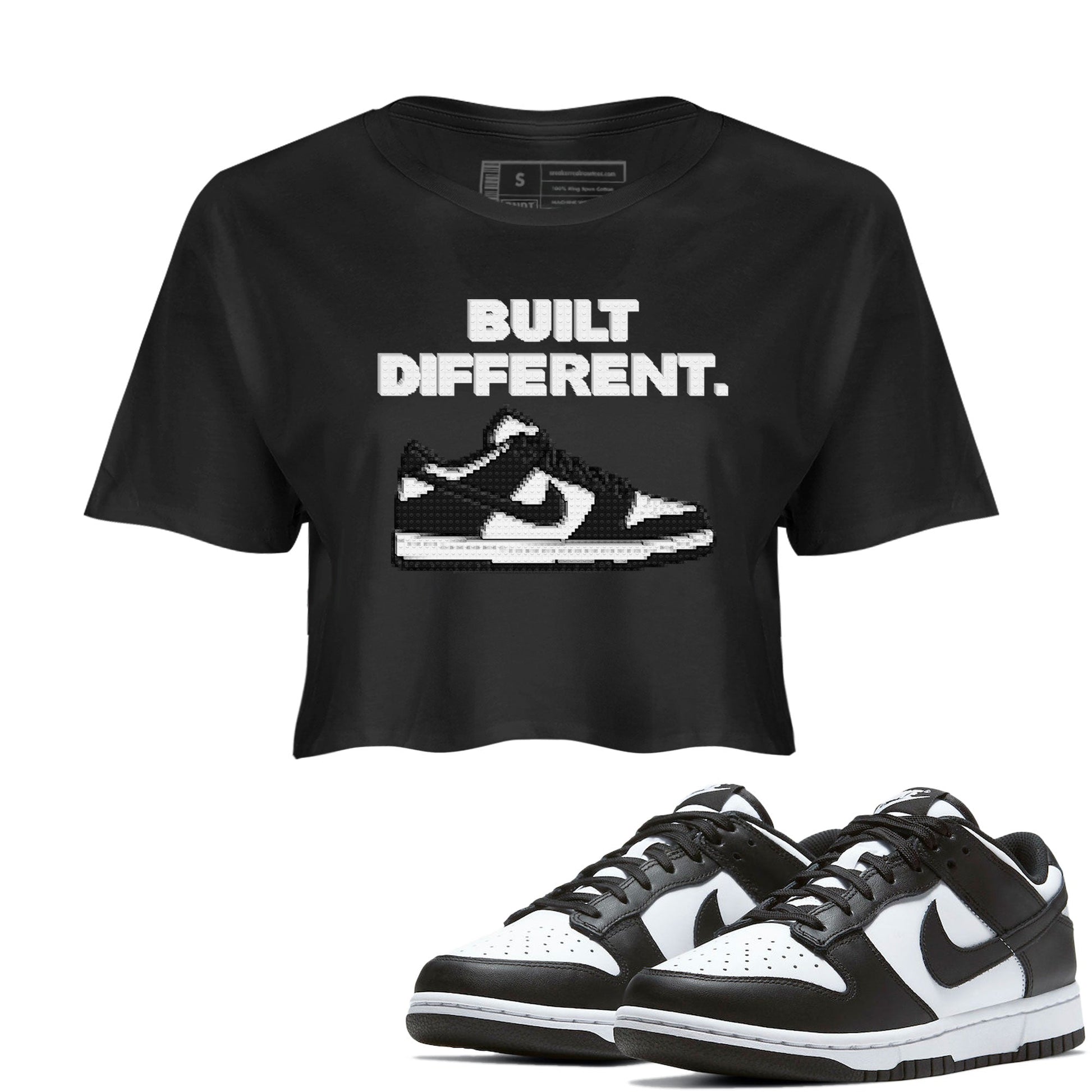 Dunk Low Panda Dunks Black White shirt to match jordans Built Different sneaker tees Dunk Panda SNRT Sneaker Tees Sneaker Matching Cotton Shirt Black 1 crop length shirt