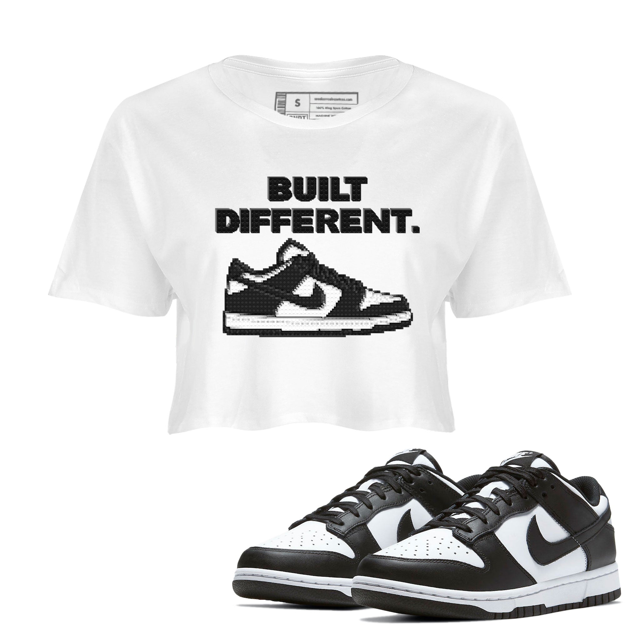 Dunk Low Panda Dunks Black White shirt to match jordans Built Different sneaker tees Dunk Panda SNRT Sneaker Tees Sneaker Matching Cotton Shirt White 1 crop length shirt